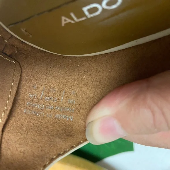 Aldo Leather Multi Gold Strap Ankle Strap Heels - Picture 8 of 10